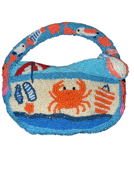 T.J.Maxx Handbags - T.J.Maxx Beaded Crab Beach Shoulder Bag - Blue & Orange